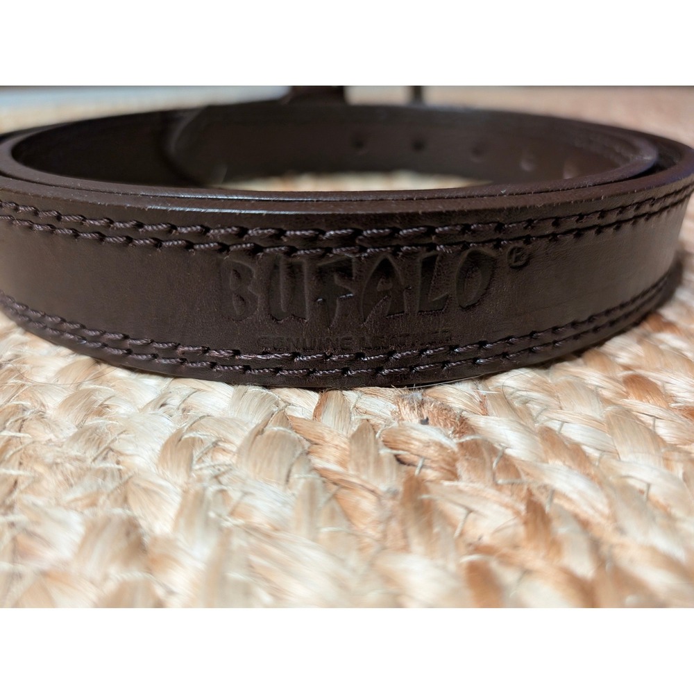 Bufalo Mens Brown Genuine Leather Belt Size 42 Double Stitched Western Casual